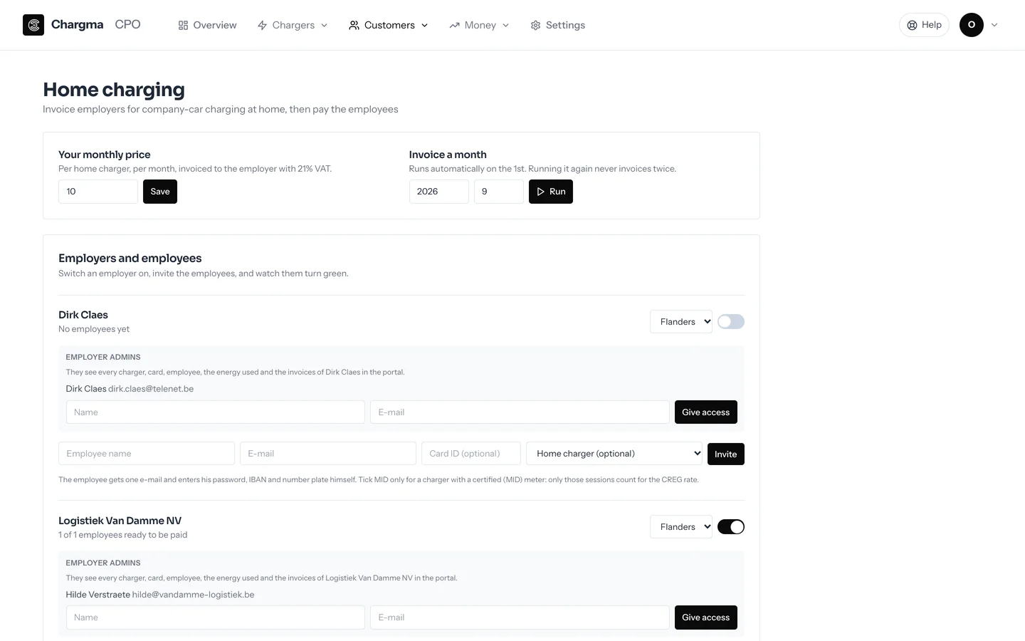 Chargma CPO dashboard (Données de démo)